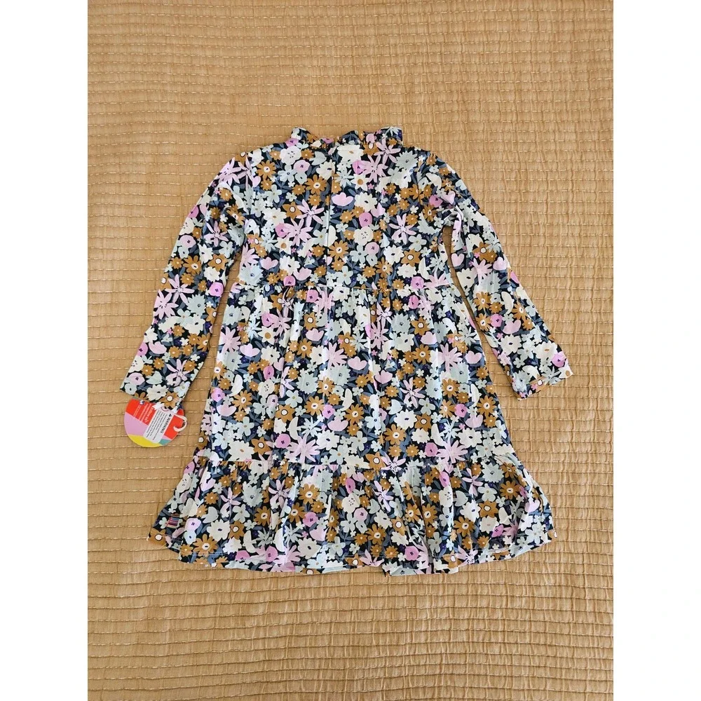 Magnetic Me Finchley 4T Toddler Neck Ruffle Long Sleeve Dress Floral‎ Modal NWT
